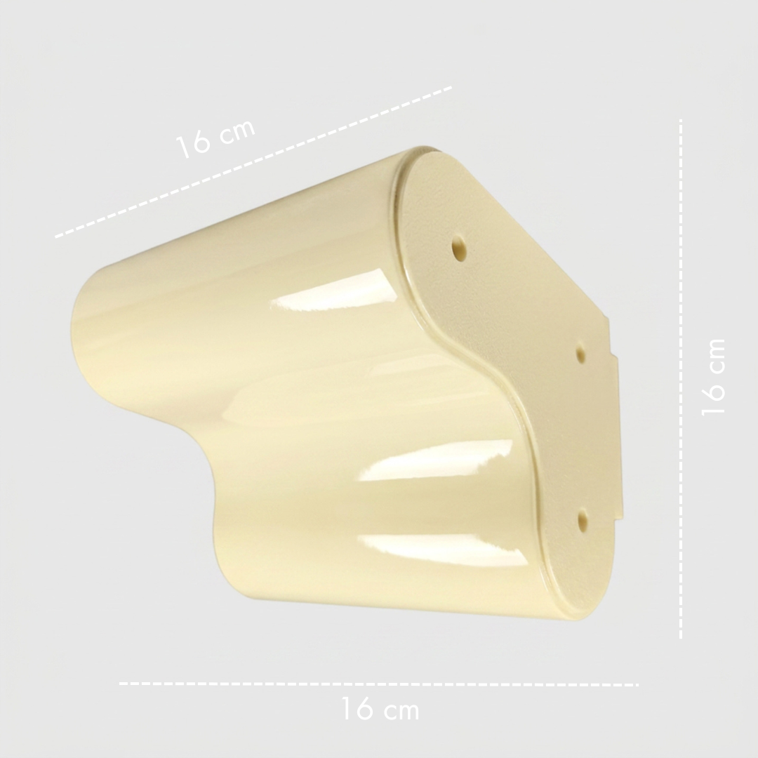 Orbi Side Module in glossy Soft Butter, sculptural modular shelf element measuring 16 × 16 × 16 cm.