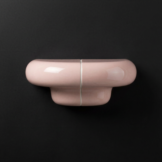 Orbi Shelf Blush Pink on Black wall