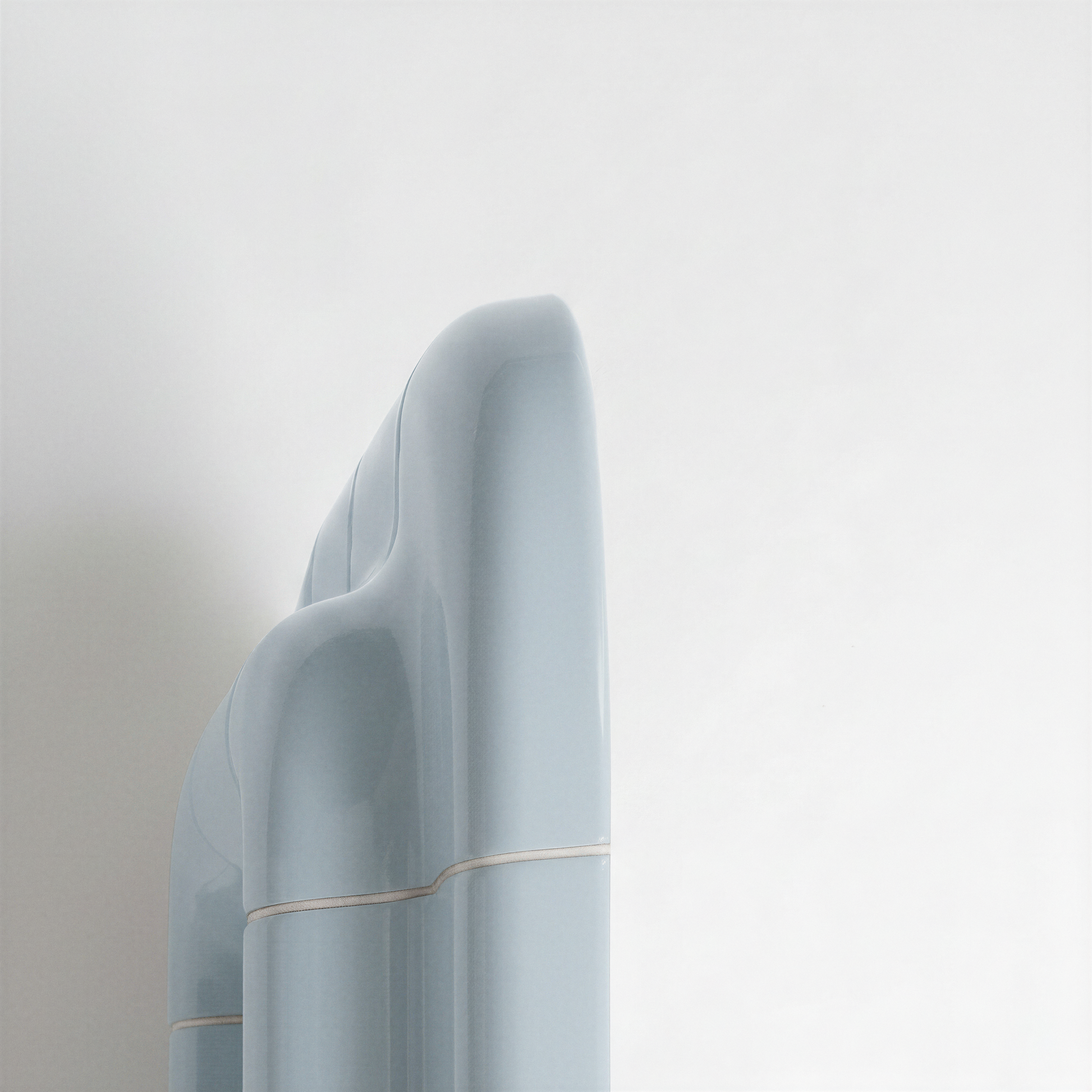 Side view of the Ice Blue ceramic-look mirror showing frame depth and curved profile.