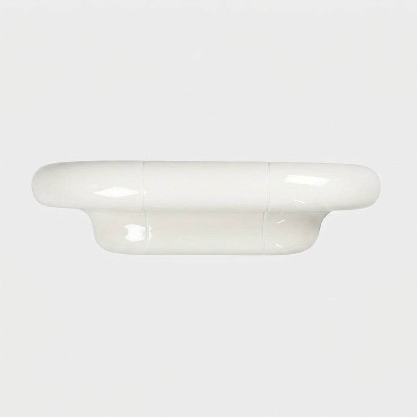 Orbi floating shelf S in glossy Off-White finish, minimalist ceramic-inspired wall shelf.