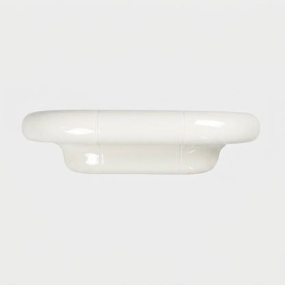 Orbi floating shelf S in glossy Off-White finish, minimalist ceramic-inspired wall shelf.