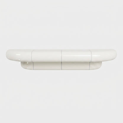 Orbi floating shelf M in glossy Off-White finish with handcrafted ceramic-inspired design.