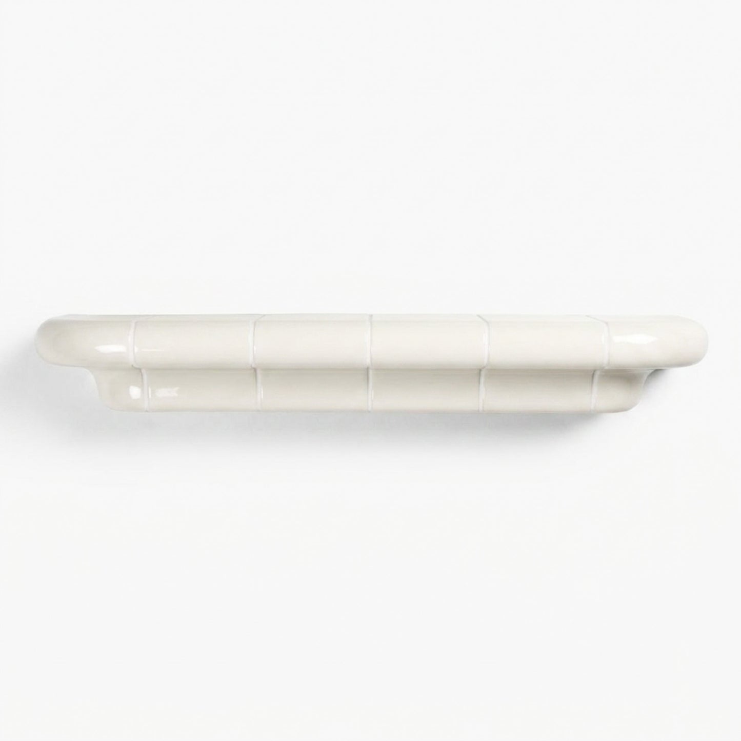 Orbi floating shelf L in glossy Off-White finish, contemporary modular wall shelf.