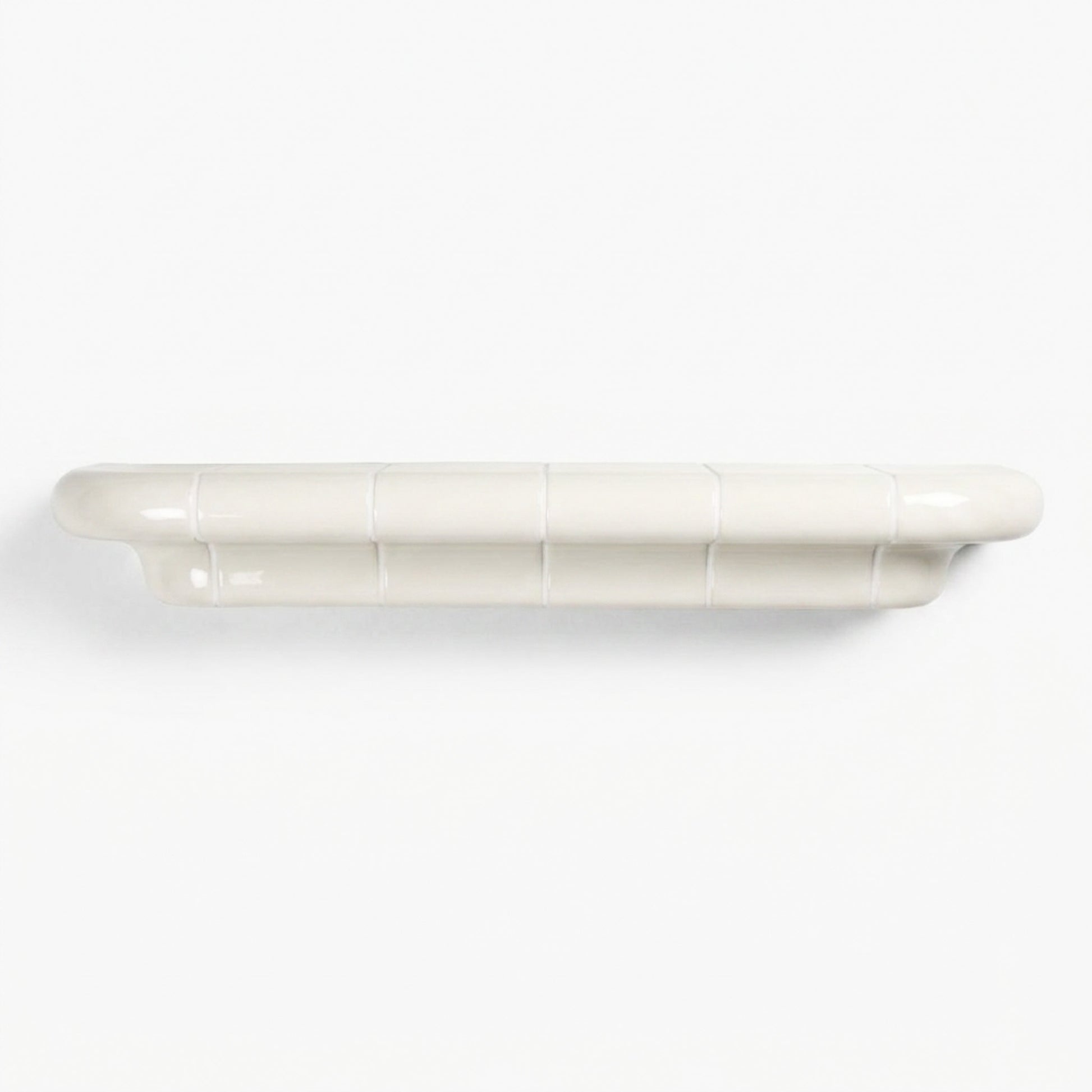 Orbi floating shelf L in glossy Off-White finish, contemporary modular wall shelf.