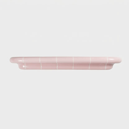 Orbi XXL extra-long floating shelf in glossy Blush Pink, handcrafted modular shelf for contemporary spaces.