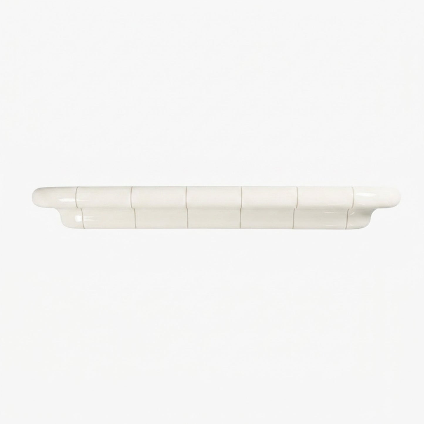 Orbi floating shelf XXL in glossy Off-White finish, extra-long handcrafted wall shelf.