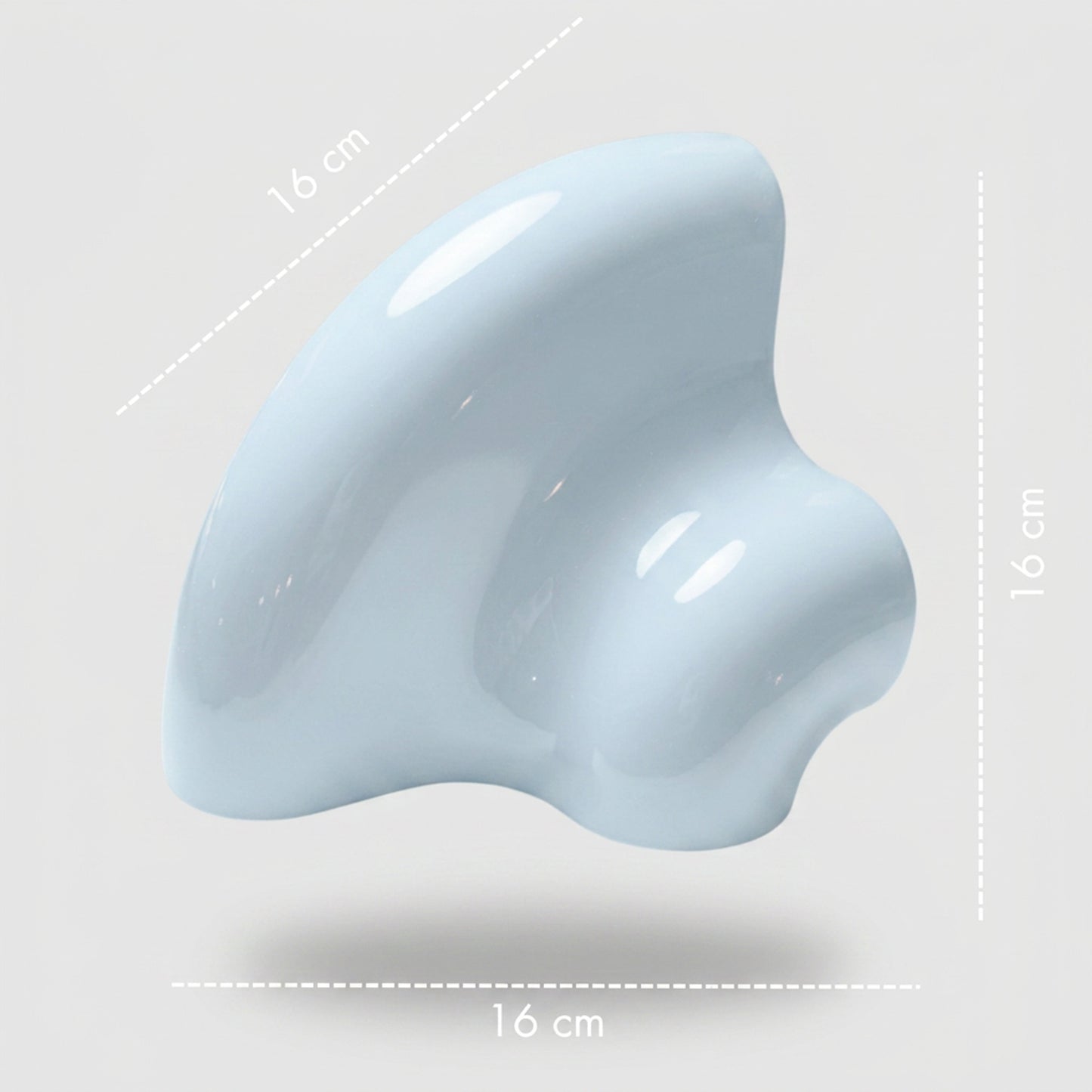 Orbi Corner Module in glossy Ice Blue, contemporary modular shelf piece measuring 16 × 16 × 16 cm.