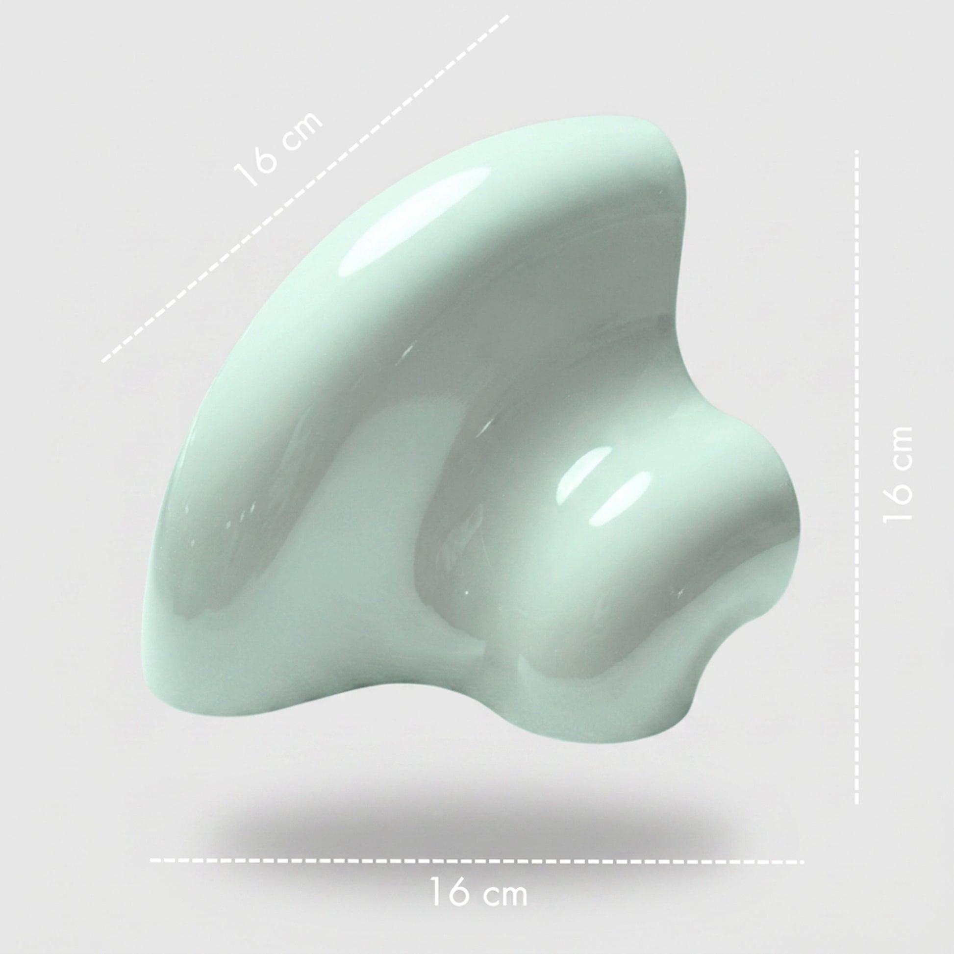 Orbi Corner Module in glossy Pastel Mint, handcrafted floating shelf component measuring 16 × 16 × 16 cm.