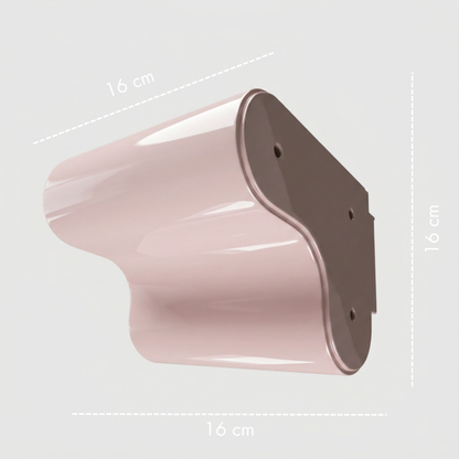 Orbi Side Module in glossy Blush Pink, handcrafted floating shelf module with dimensions of 16 × 16 × 16 cm.