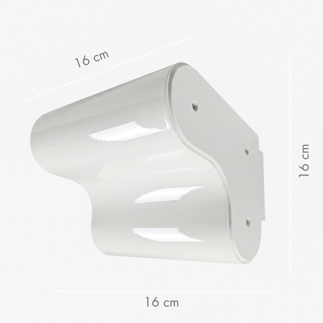Orbi Side Module in glossy Off-White, ceramic-inspired modular shelf component with dimensions of 16 × 16 × 16 cm.