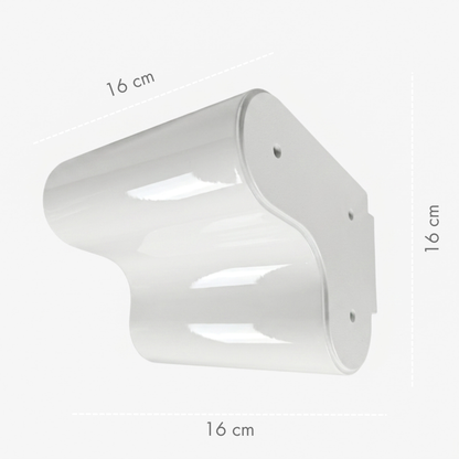 Orbi Side Module in glossy Off-White, ceramic-inspired modular shelf component with dimensions of 16 × 16 × 16 cm.