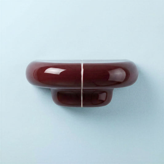 Orbi Shelf XS Deep Burgundy on Light Blue Wall