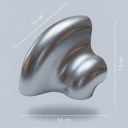 Orbi rounded end module in Steelcito finish with dimensions, 16 cm